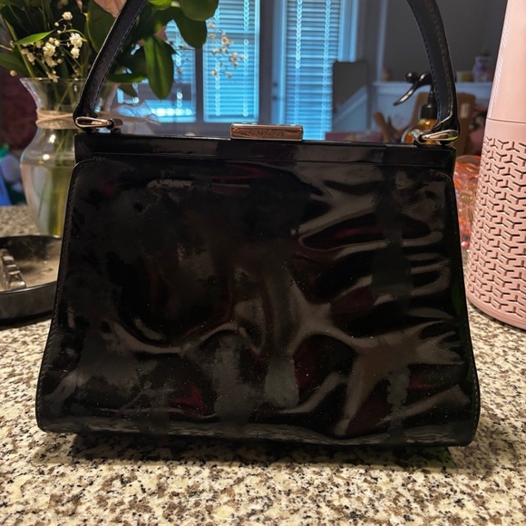 Gucci Handbags - Vintage 1990s Gucci Black Patent Leather Top Handle Bag